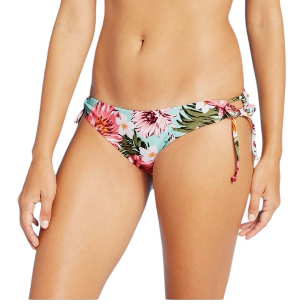 Kona Sol Women's Hipster Medium Coverage Bikini Bottom Blue Floral Size L(12/14) - Picture 2 of 10